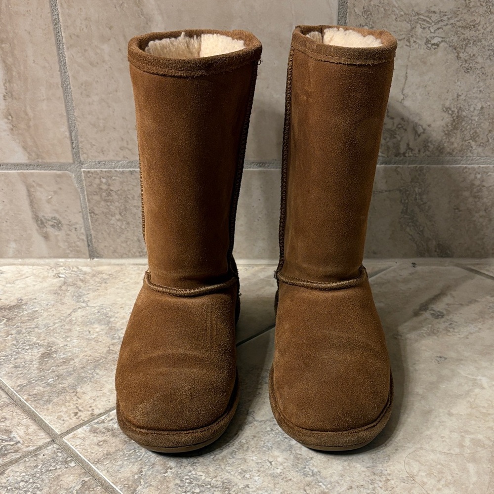 Girls’ Brown Suede Shearling Boots